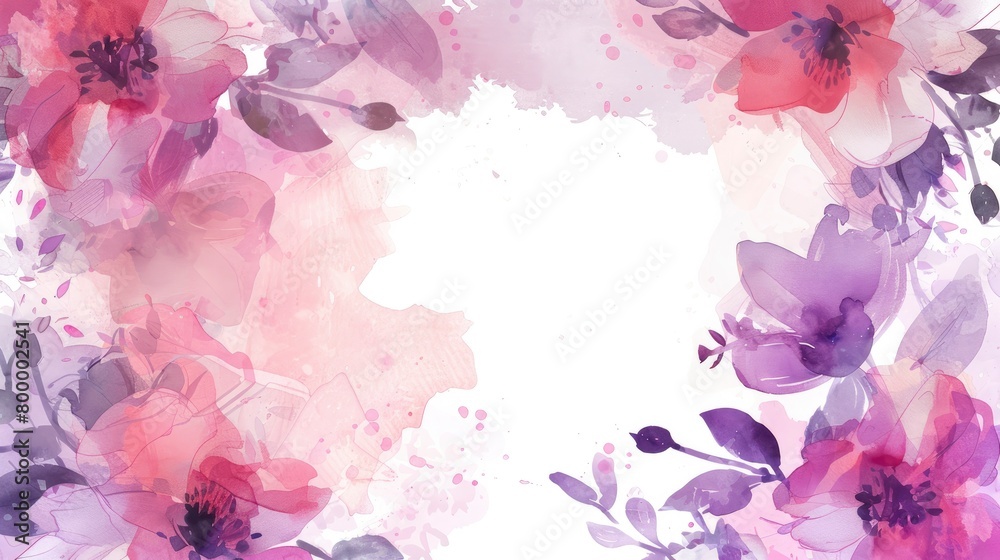 watercolor floral background with copyspace