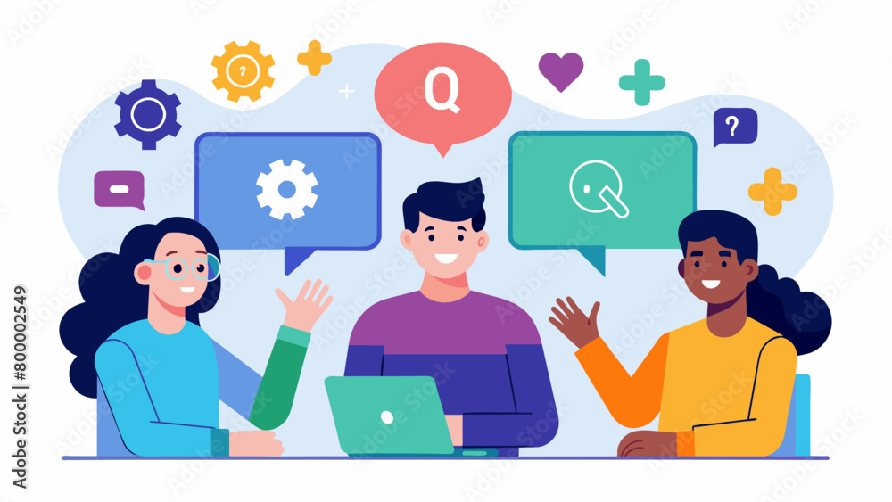 A virtual QA session with a panel of experts on neurodiversity addressing common misconceptions and promoting understanding and acceptance.. Vector illustration A virtual QA session with a panel of experts on neurodiversity addressing common misconceptions and promoting understanding and acceptance.. Vector illustration