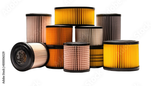 Filters for air fuel and oil shown on white background