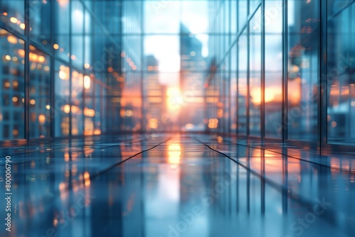 Blurred glass wall of modern business office building at the business center use for background in business concept. Blur corporate business office. Abstract office windows, Generative AI © Pixel Pioneers