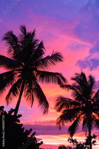 tropical sunset gradient, fiery oranges, pinks, and purples