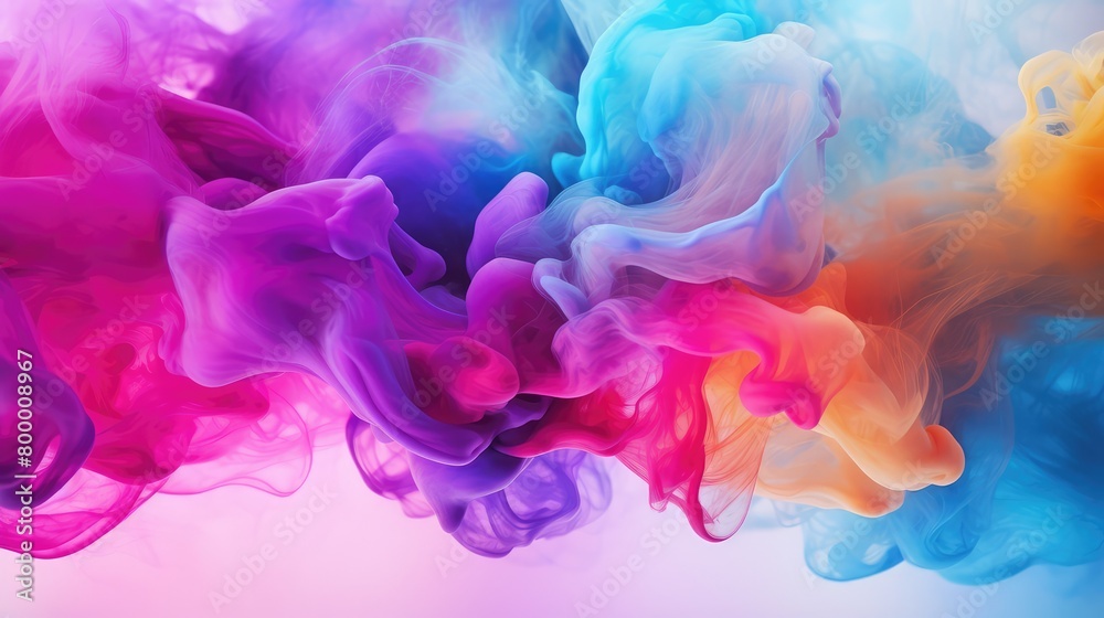 Abstract acrylic drop in water, Multicolored bright smoke abstract background.