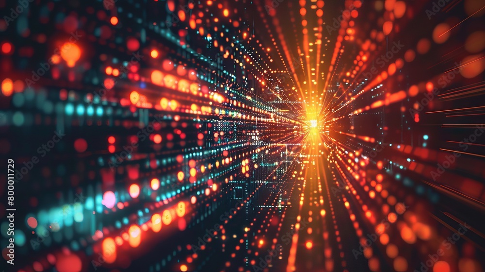 Naklejka premium Vibrant digital world: abstract background illustrating seamless data transfer and connectivity