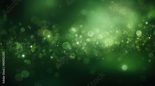 abstract green bokeh circles. Beautiful background with particles.