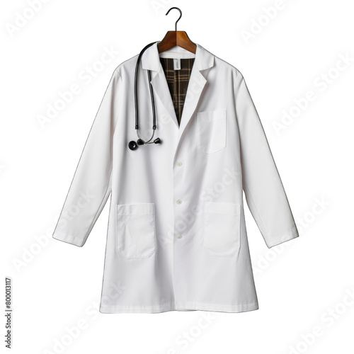 Doctors white coat with stethoscope on hanger © Zeeshan
