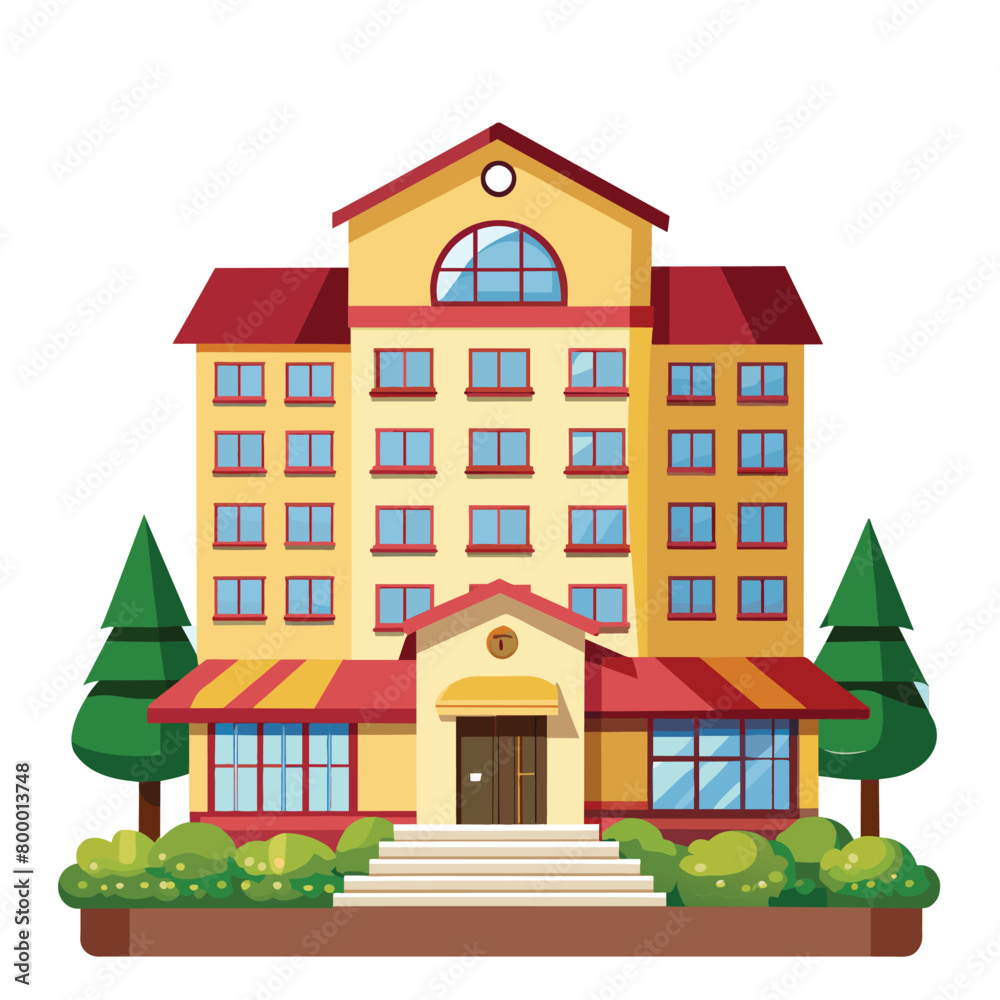 colorful illustration of hotel