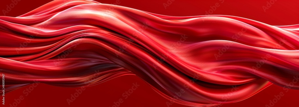 A luxurious red silk fabric flowing with soft waves and curves against a red background. A luxurious red silk fabric flowing with soft waves and curves against a red background.