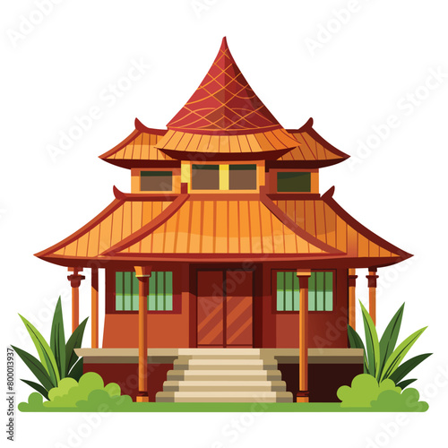 colorful illustration of indonesian traditional house © Riswan