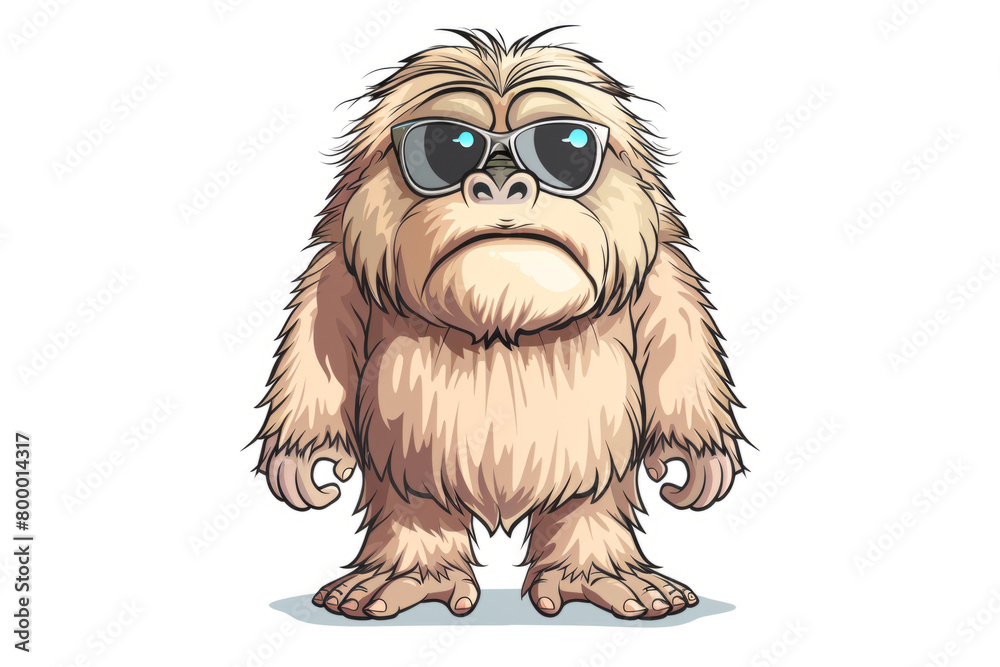 Fototapeta premium Cartoon smiling yeti or bigfoot hairy character on isolated white background. Funny monster toy