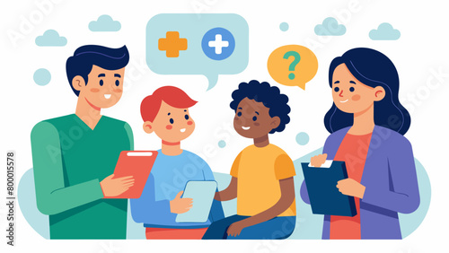 A support group for parents of children with ADHD discussing the benefits of behavior therapy and medication management while also acknowledging the. Vector illustration