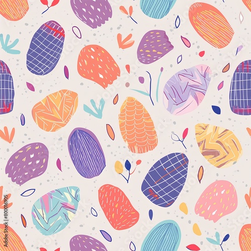 seamless pattern with easter eggs on white background