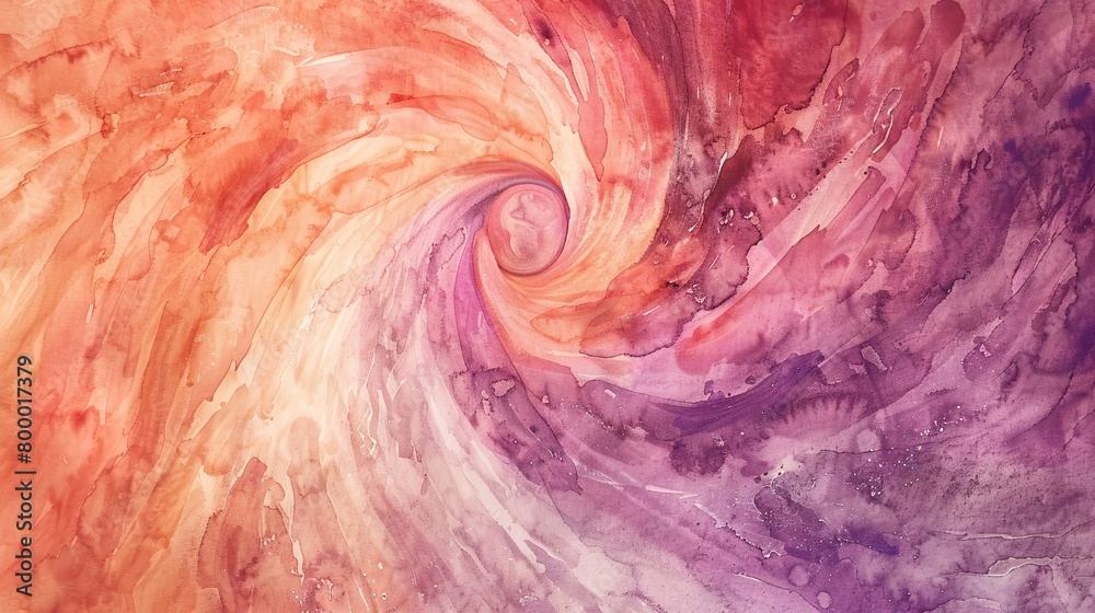A painting of a spiral with a purple and orange swirl A painting of a spiral with a purple and orange swirl