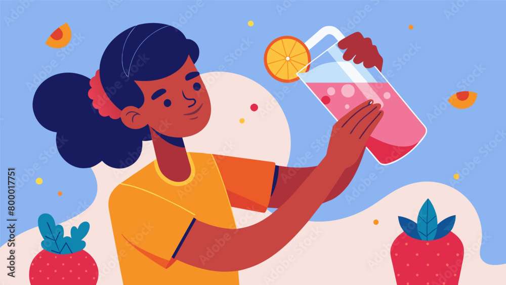 Naklejka premium An impactful illustration of a person pouring a glass of refreshing strawberry soda a classic Juneteenth drink. The image symbolizes the celebration. Vector illustration