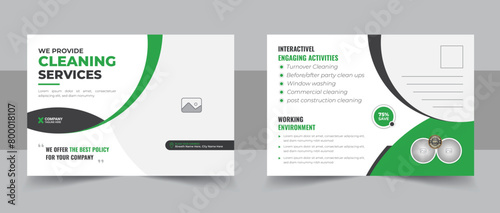 Cleaning service agency postcard template design or Cleaning service elegant postcard or eddm Template vector layout