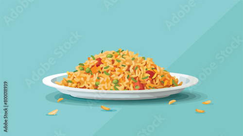 Plate with tasty pilaf on table  style vector 