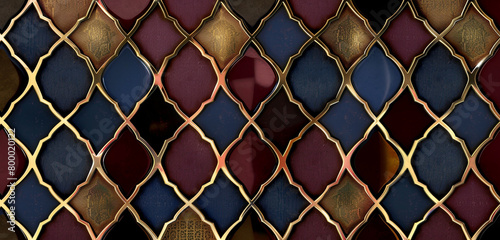 Rhombus netting in burgundy and navy for a vintage-inspired luxury.