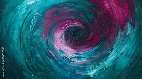 Abstract gouache art creating a hypnotic vortex of magenta and teal colors.