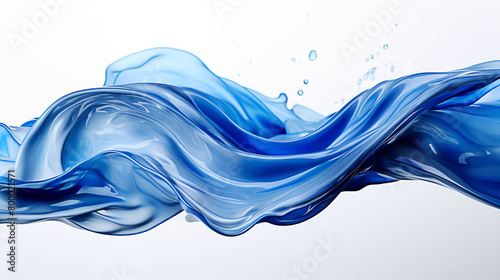 Dynamic liquid artwork. Artistic blue fluid cover. Dynamic acrylic blue and white 3d waves art.