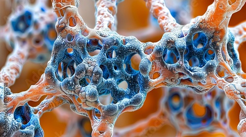 A microscopic view of the structure of cancellous bone. photo