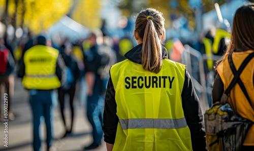 Event Security Guard Monitoring Crowd at Outdoor Festival
