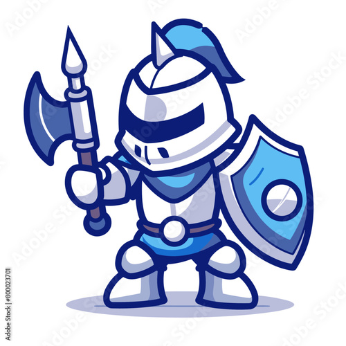 determined cartoon knight in shining armor, ready for battle