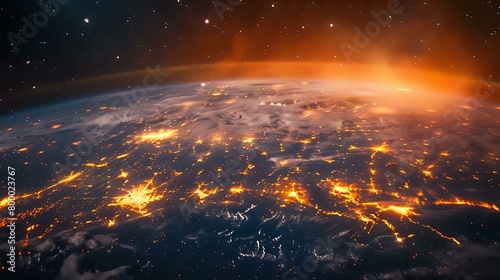 Glowing Earth: Futuristic Digital Depiction of Interconnected Continents