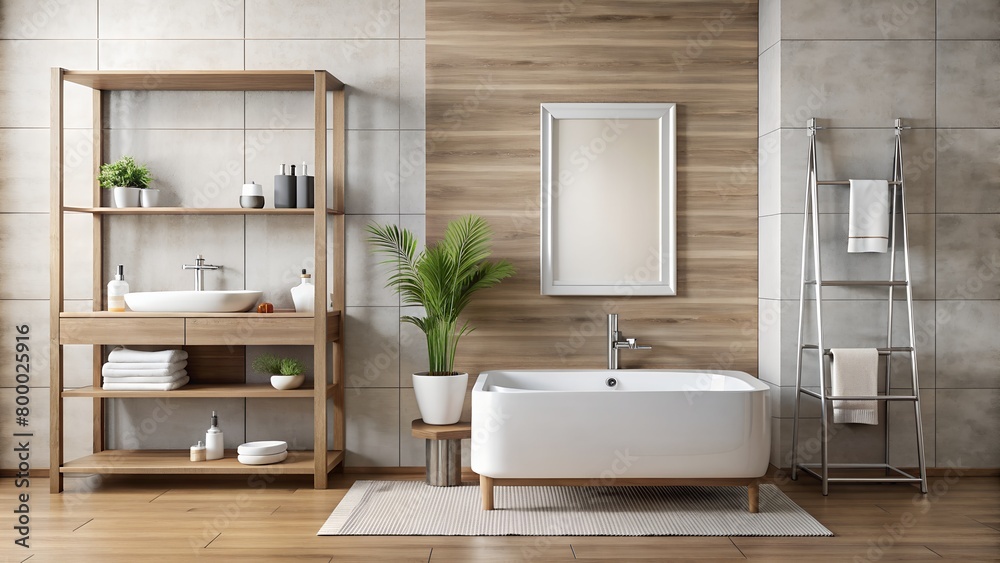Fototapeta premium minimalist frame mockup in modern bathroom