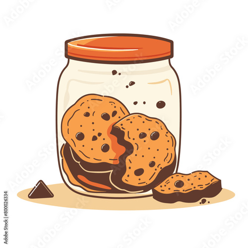 transparent jar overflowing with chocolate chip cookies