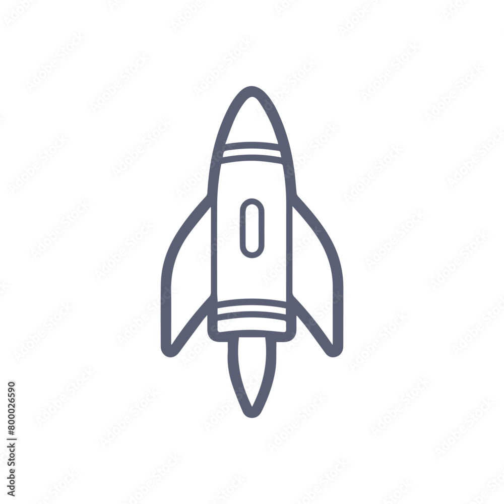 Rocket icon. Black Rocket icon on white background. Vector illustration