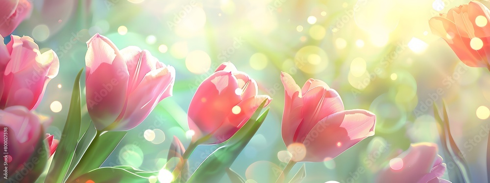 Blurred background with pink tulips. Blurred background with pink tulips.