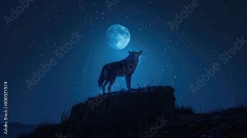 Wolf Silhouette Against the Moon