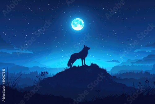 Wolf Silhouette Against the Moon © Landscape Planet
