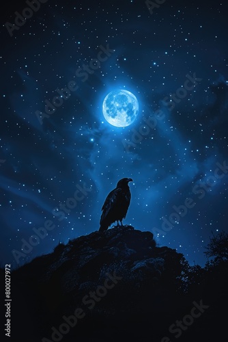 Eagle Silhouette with Starry Night Backdrop