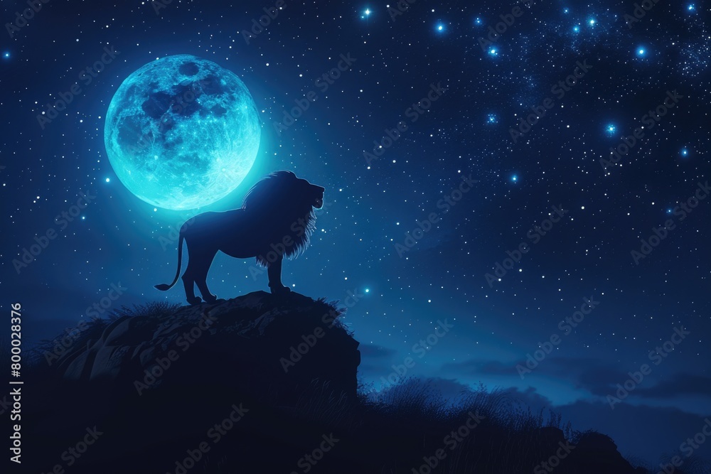 Regal Lion under a Star-Studded Sky Regal Lion under a Star-Studded Sky