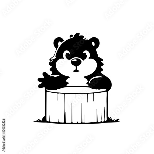 Cute Groundhog in the moments 