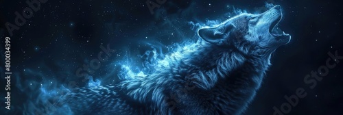 Wolf Howling into the Cosmic Sky photo