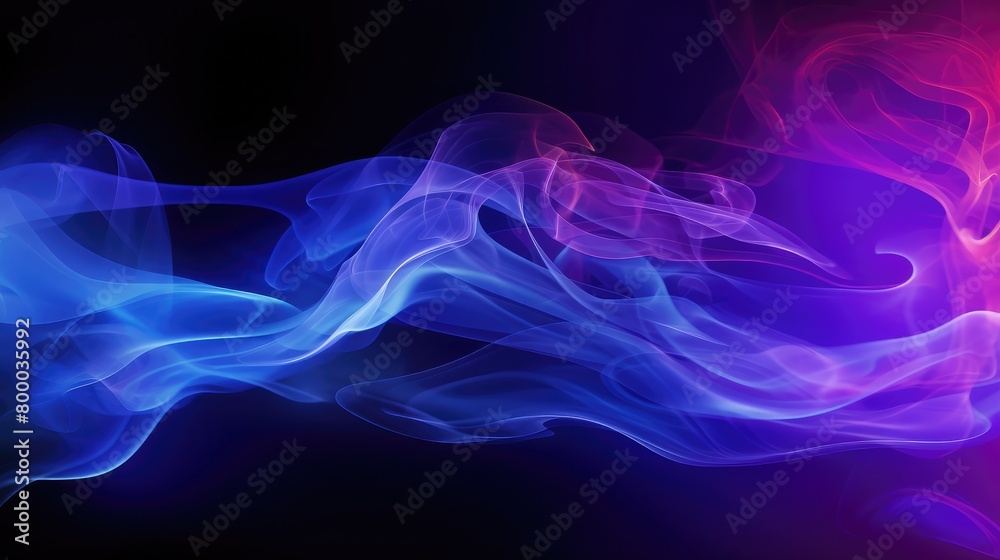 Colorful, neon puff and black background isolated with chemistry effect, cloud and magic mist of aura in the air