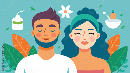 A rejuvenating couples facial using organic products and leaving their skin glowing and refreshed..