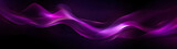 Abstract background with asymmetrical glowing translucent purple wave and on shimmering dots black backdrop