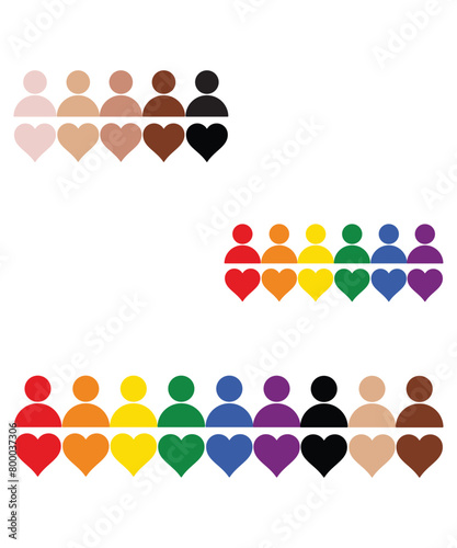 Diversity Equality Inclusion People Icons With Rainbow Pride Colors