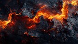Dynamic texture mimicking the surface of a bubbling volcanic lava in neon orange and red, contrasted against deep black.