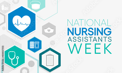 Nursing Assistants week is observed every year in June, The main role of a CNA is to provide basic care to patients and help them with daily activities. vector illustration.