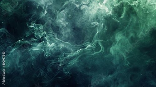 Abstract emerald green smoke on black background