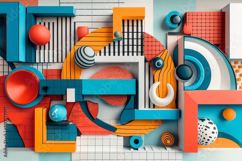 Abstract Geometric Shapes and Textures Composition