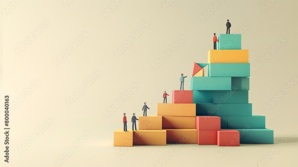 Abstract Corporate Growth Concept with Colorful Blocks