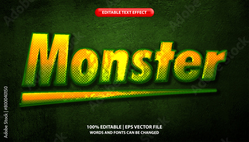 Monster editable text effect template, shiny futuristic modern style typeface, premium vector