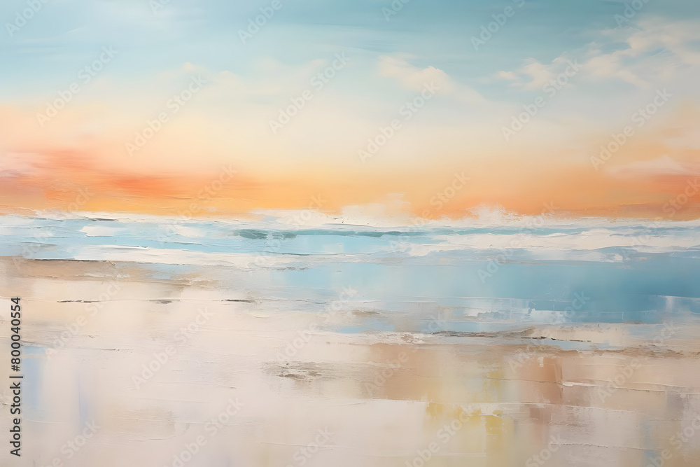 Serene Beach Serenity, abstract landscape art, painting background, wallpaper, generative ai