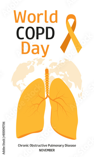 Chronic obstructive pulmonary disease background. World COPD day. Global initiative dedicated to raising awareness. Vertical banner, card, poster, flyer.