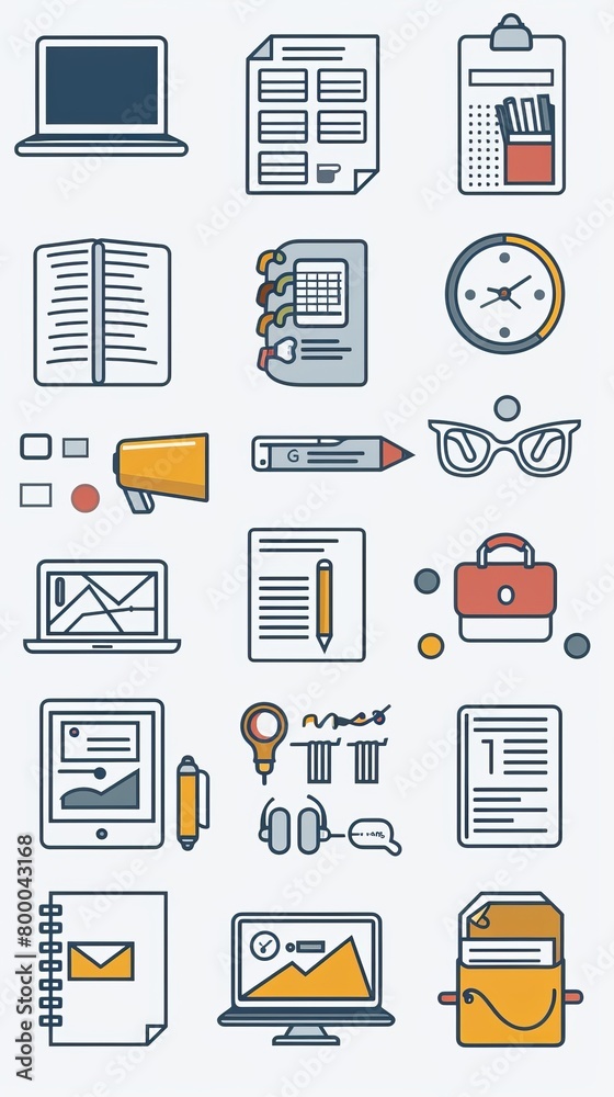 Office supplies icon set Office supplies icon set