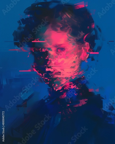 Painting, portrait, digital art, illustration, glitch